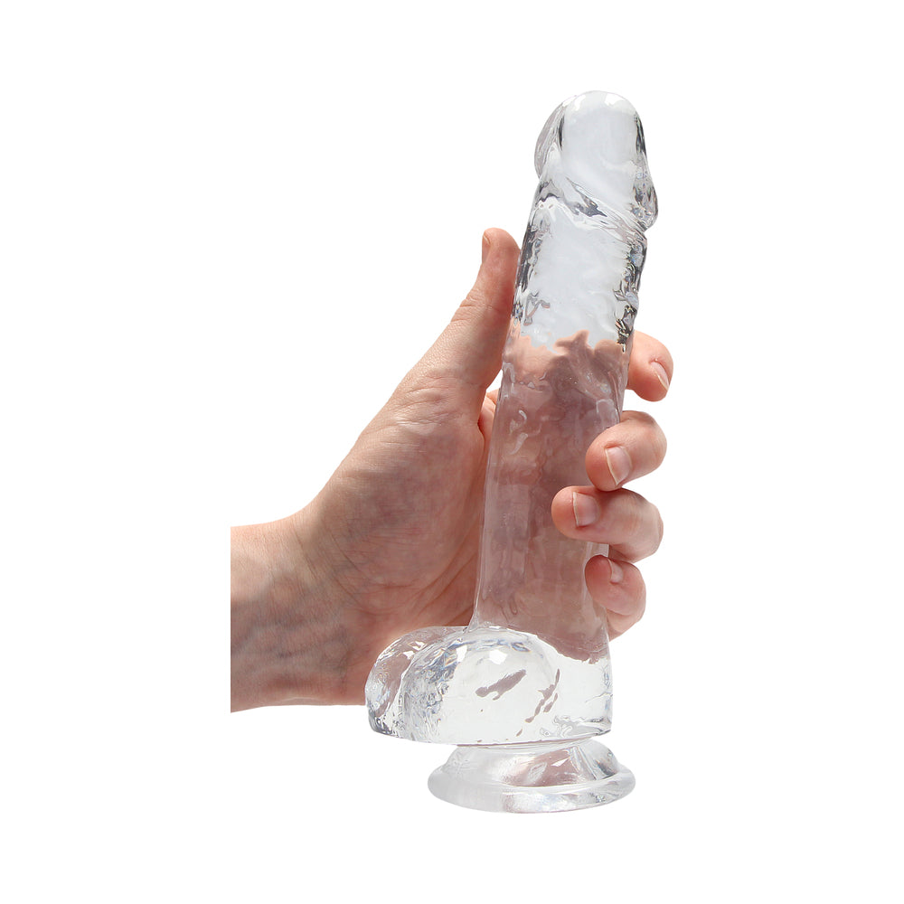 Shots RealRock Realistic Crystal Clear 8" Dildo w/Balls - Transparent Clear