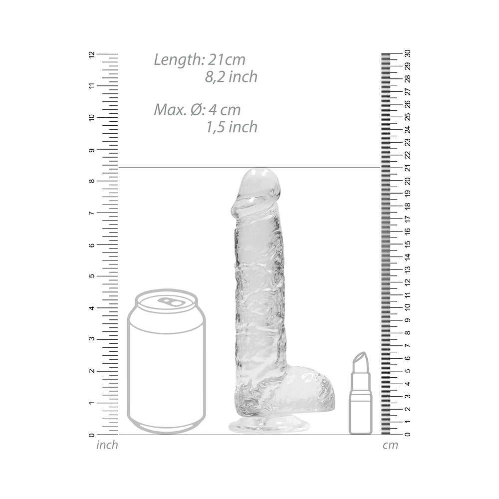 Shots RealRock Realistic Crystal Clear 8" Dildo w/Balls - Transparent Clear