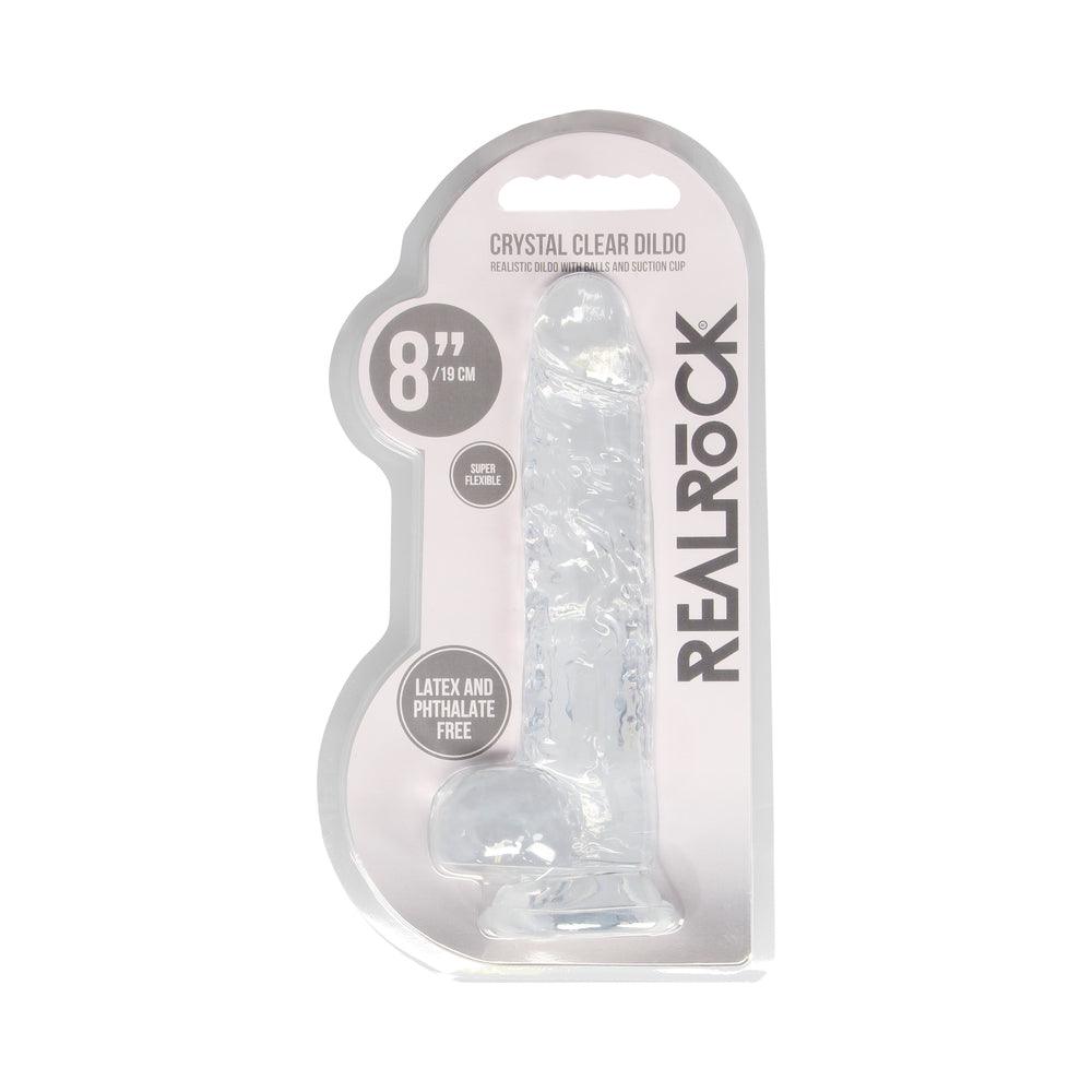 Shots RealRock Realistic Crystal Clear 8" Dildo w/Balls - Transparent Clear