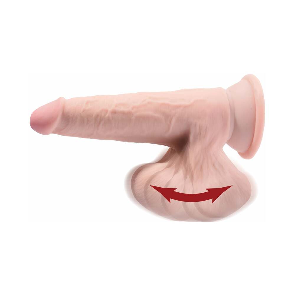 King Cock Plus 6" Triple Density Cock w/Swinging Balls - Ivory