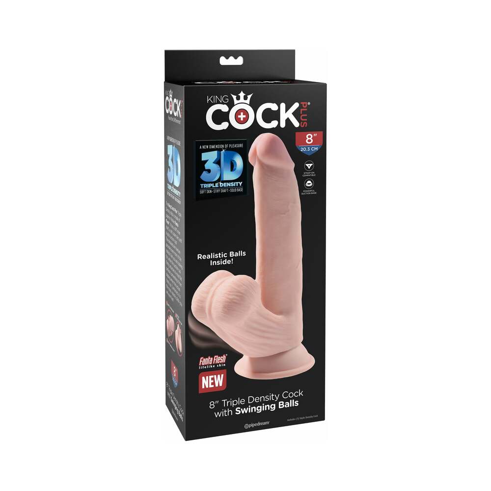 King Cock Plus Triple Density Cock With Swinging Balls-Light 8"