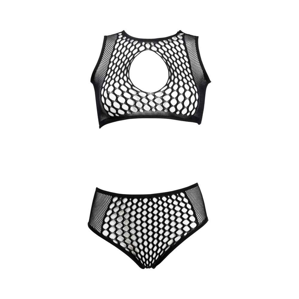 Shots Le Desir Duo Net Key Hole Bra Set Black O/S