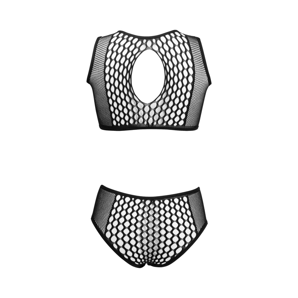 Shots Le Desir Duo Net Key Hole Bra Set Black O/S