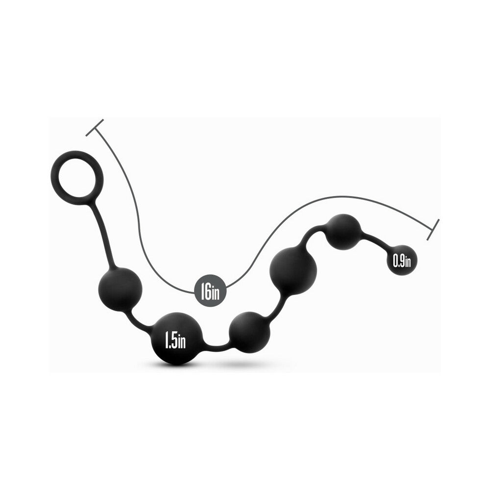 Blush Anal Adventures Platinum Silicone Anal Beads - Large Black