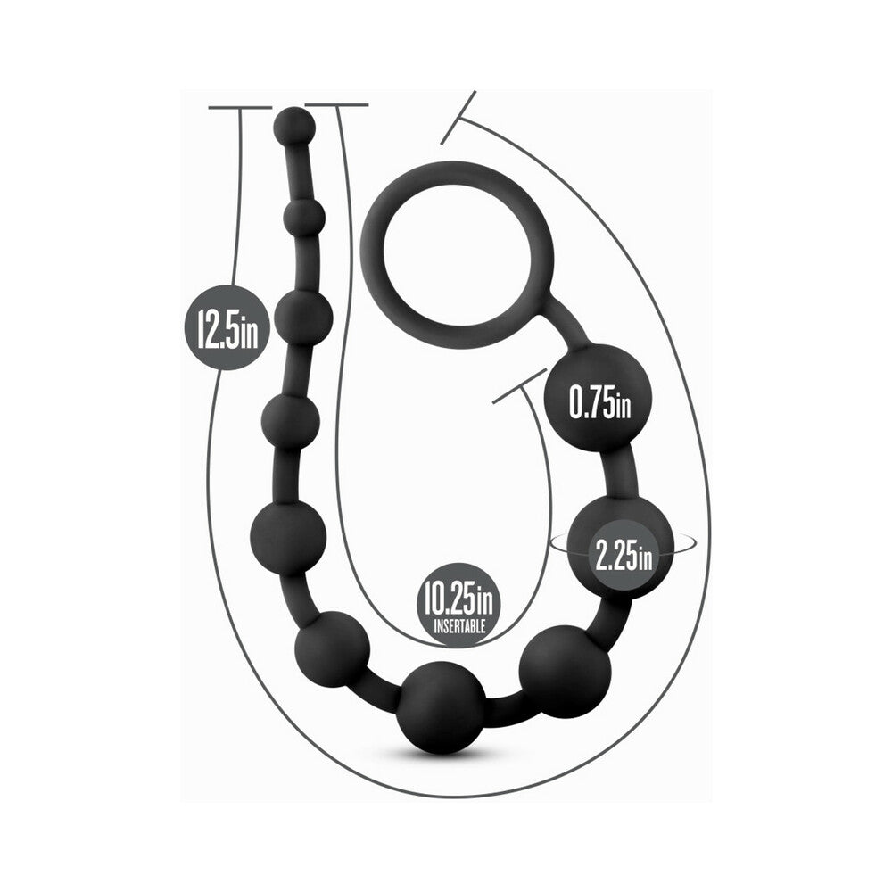 Blush Anal Adventures Platinum Silicone 10 Anal Beads - Black