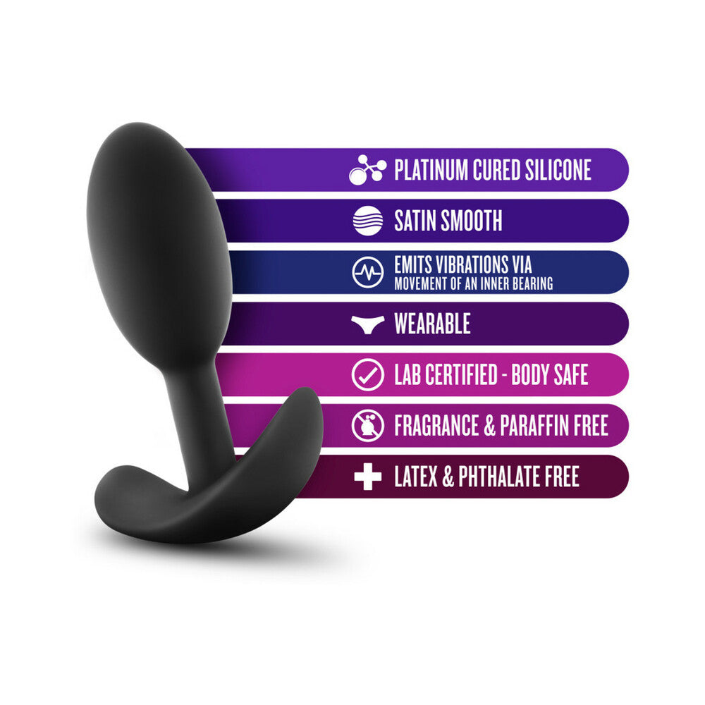 Anal Adventures Platinum Silicone Vibra Slim Plug-Small Black