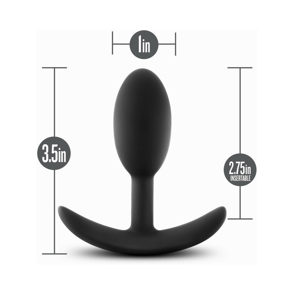 Anal Adventures Platinum Silicone Vibra Slim Plug-Small Black