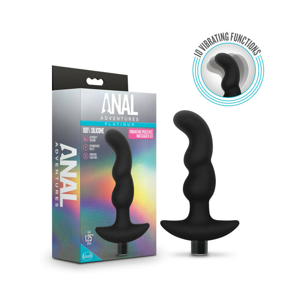 Anal Adventures Platinum Silicone Vibrating Prostate Massager 03 Black