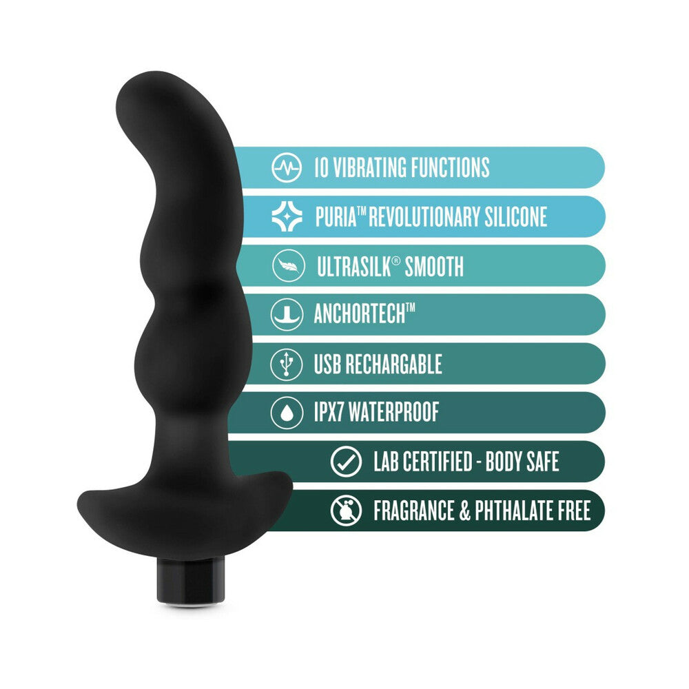Anal Adventures Platinum Silicone Vibrating Prostate Massager 03 Black