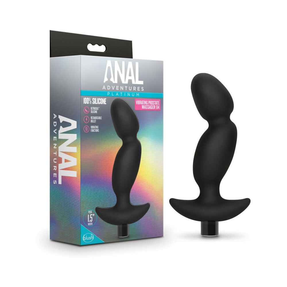 Anal Adventures Platinum Silicone Vibrating Prostate Massager 04 -Black