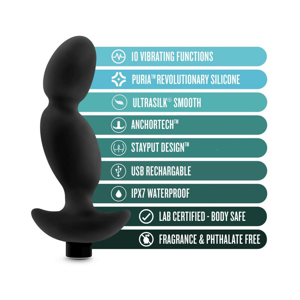 Anal Adventures Platinum Silicone Vibrating Prostate Massager 04 -Black