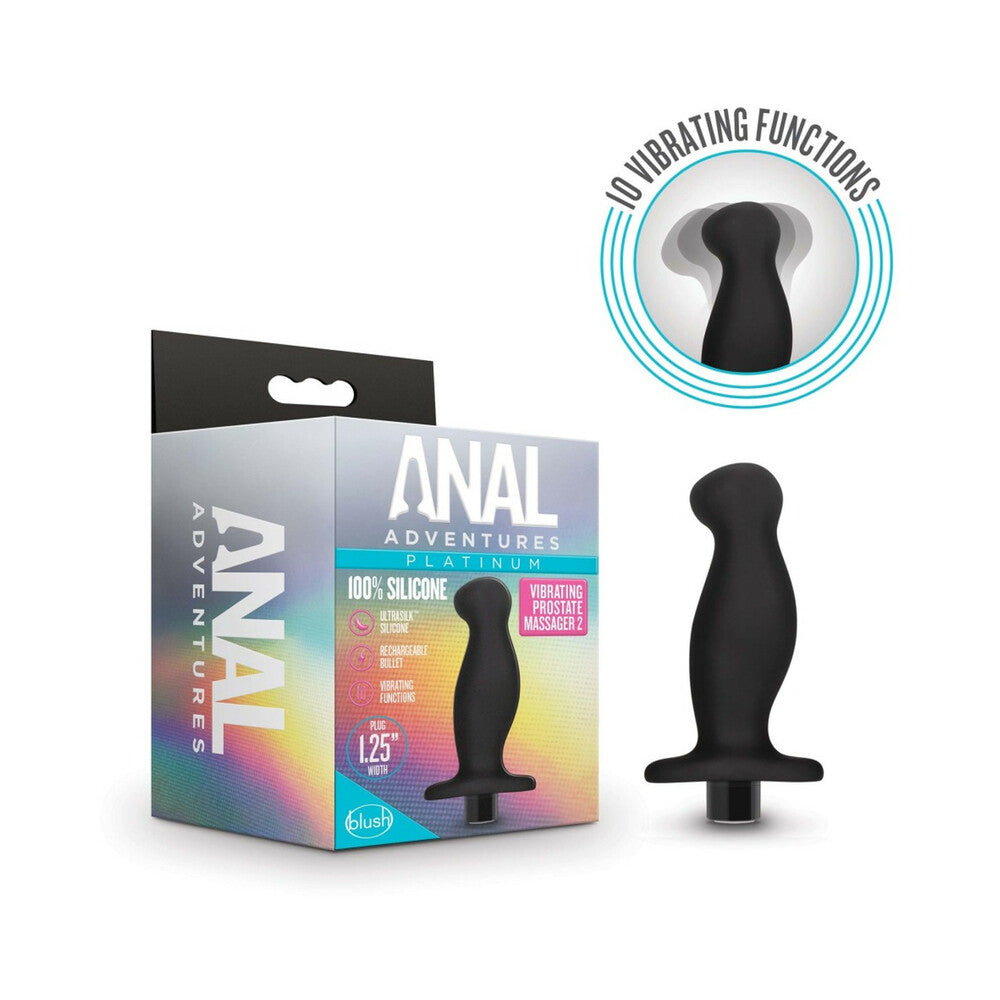 Anal Adventures Platinum Silicone Vibrating Prostate Massager 02 -Black