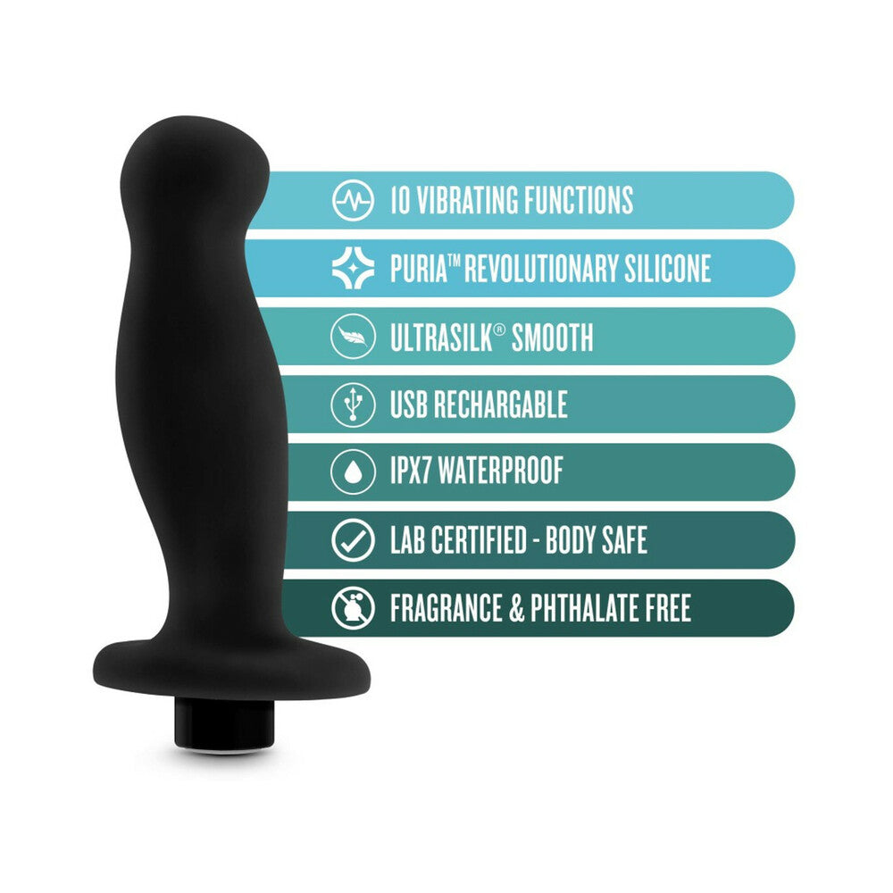 Anal Adventures Platinum Silicone Vibrating Prostate Massager 02 -Black