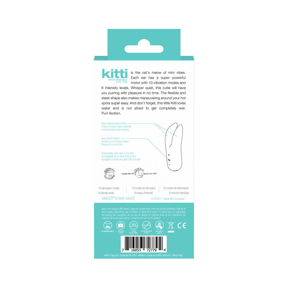 VeDO Kitti Rechargeable Dual Vibe - Tease Me Turquoise