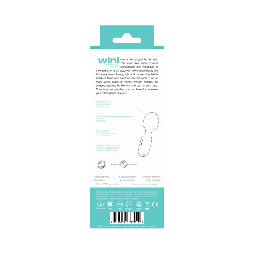 VeDo Wini Rechargeable Mini Wand - Tease Me Turquoise