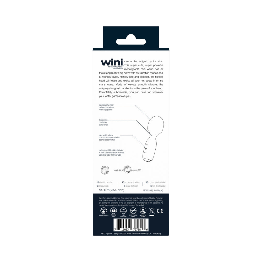 VeDo Wini Rechargeable Mini Wand - Just Black