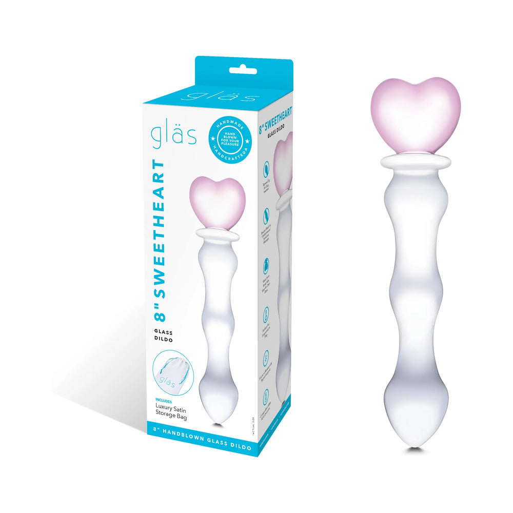 Glas 8" Sweetheart Glass Dildo-Pink /Clear