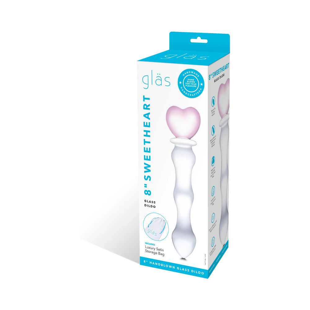 Glas 8" Sweetheart Glass Dildo-Pink /Clear