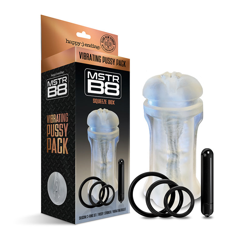 MSTR B8 Squeeze Box Vibrating Pussy Pack - Kit of 5 Clear