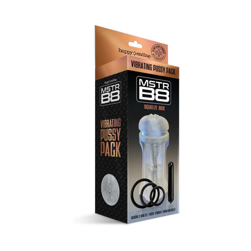 MSTR B8 Squeeze Box Vibrating Pussy Pack - Kit of 5 Clear