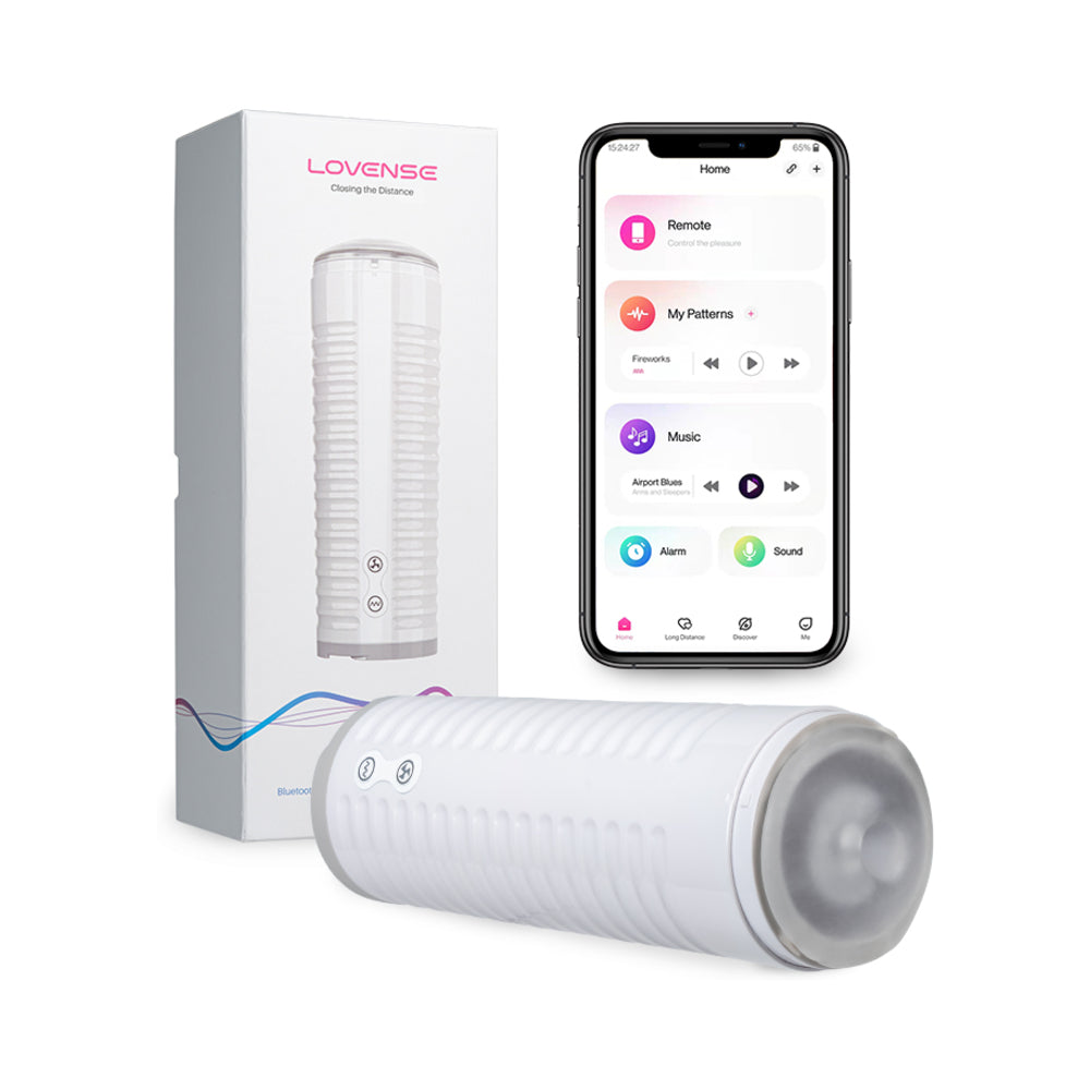 Lovense Max 2 Rechargeable Male Masturbator w/White Case - Clear Sleeve