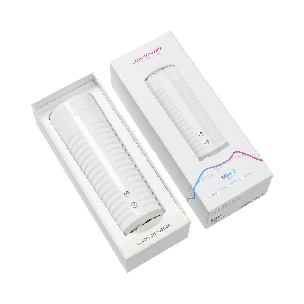 Lovense Max 2 Rechargeable Male Masturbator w/White Case - Clear Sleeve