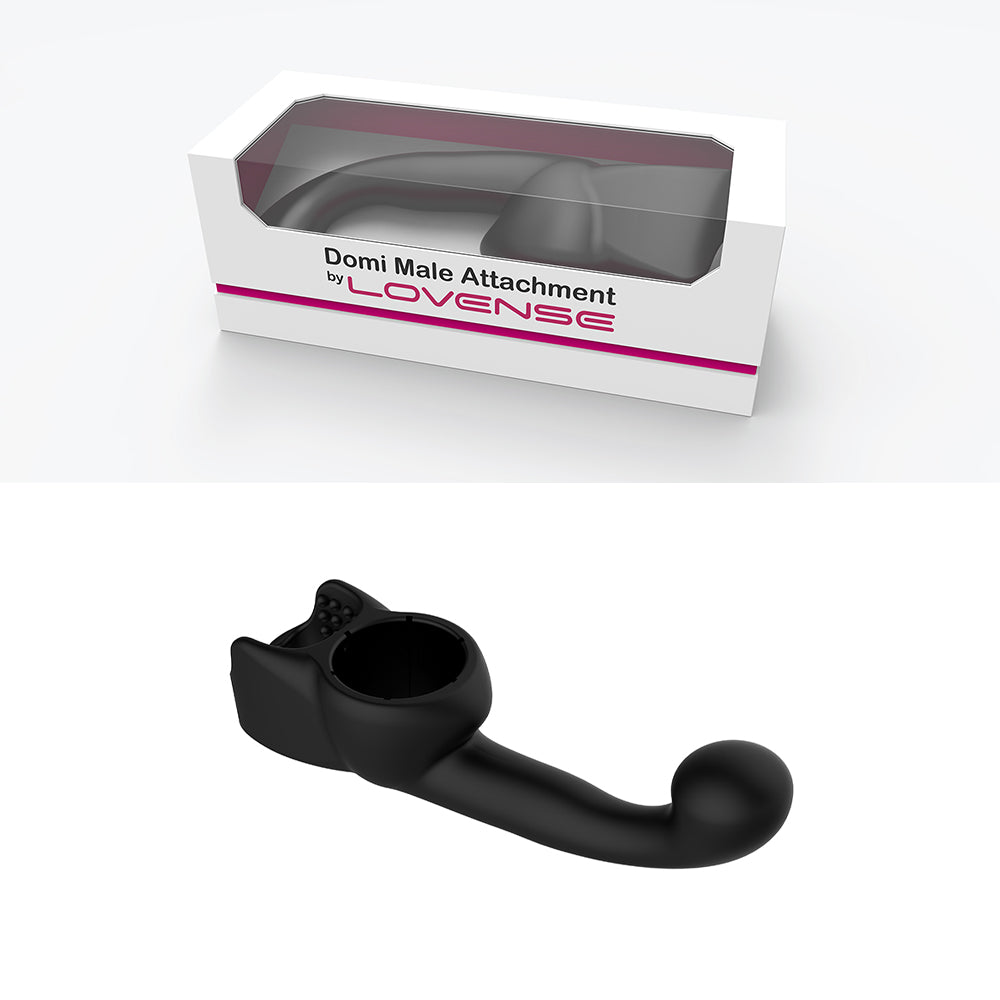 Lovense Domi Flexible Rechargeable Mini Wand Male Attachment - Black