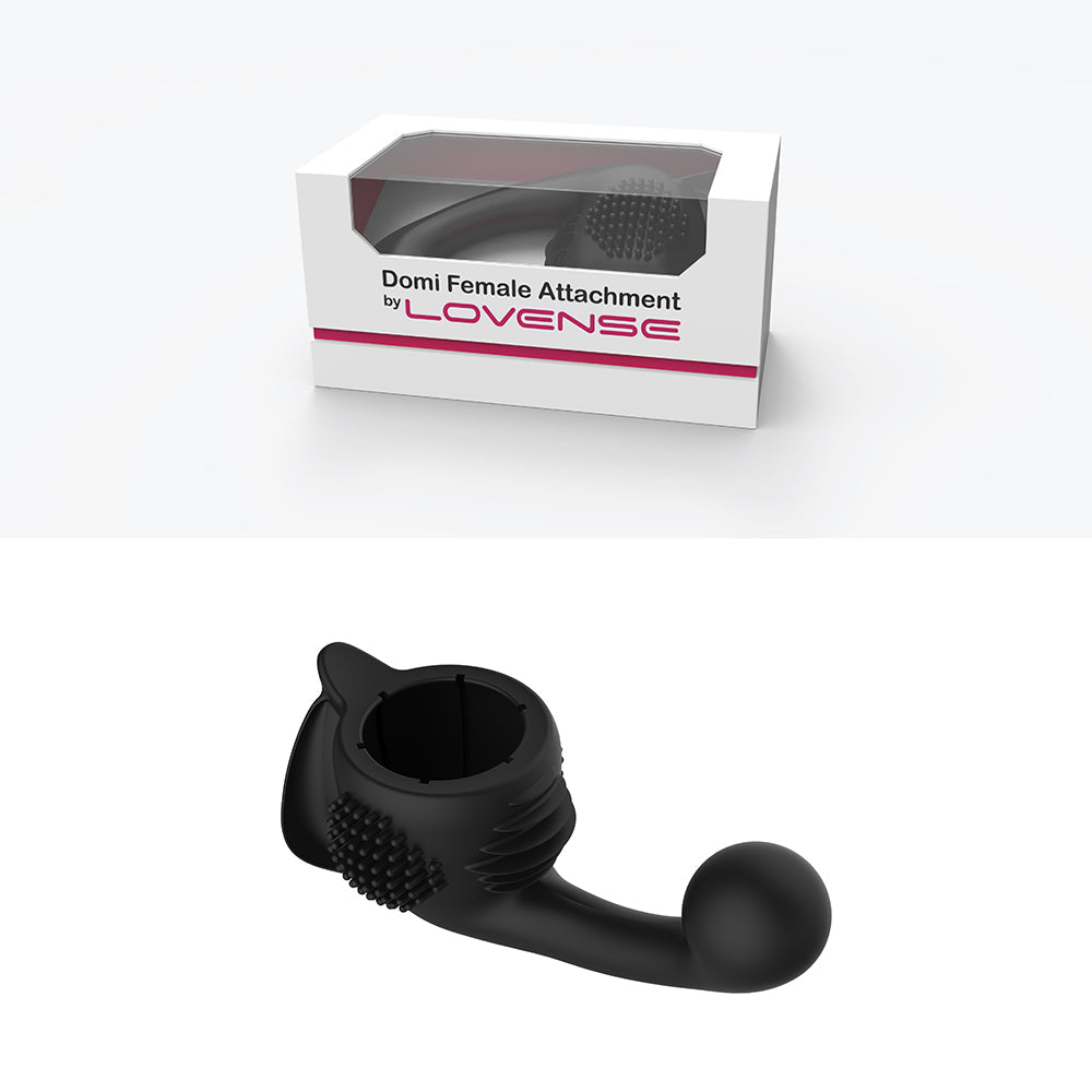 Lovense Domi Flexible Rechargeable Mini Wand Female Attachment - Black