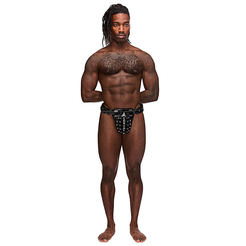 Leather Taurus Adjustable Buckle Thong Black O/S