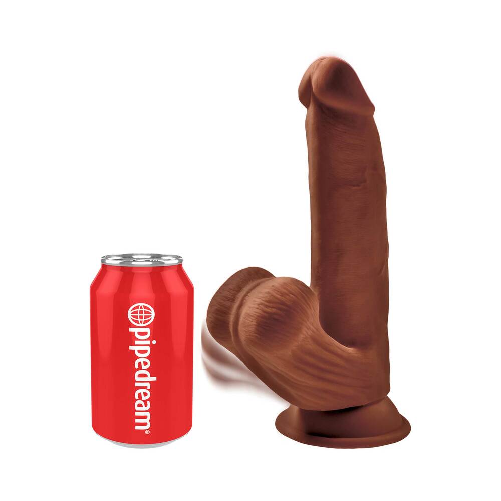 King Cock Plus Triple Density Cock With Swinging Balls-Brown 8"