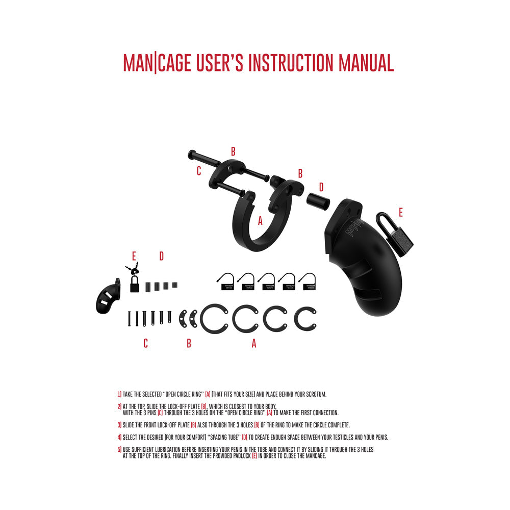 Shots Man Cage Chastity 3.5" Cock Cage Model 20 - Black