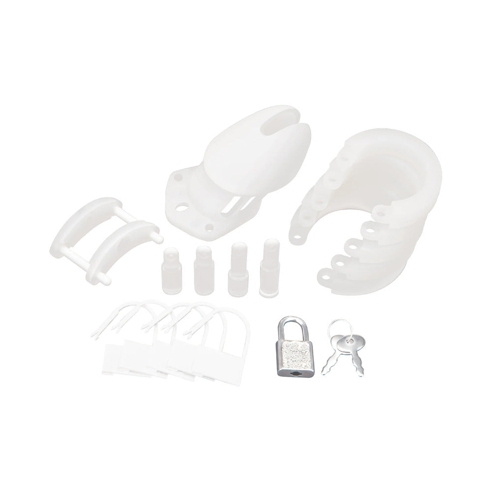 Blue Line Silicone Chastity Cage - White