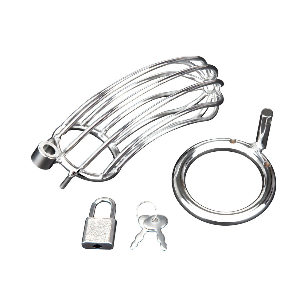 Blue Line Prisoner Cock Cage - Silver