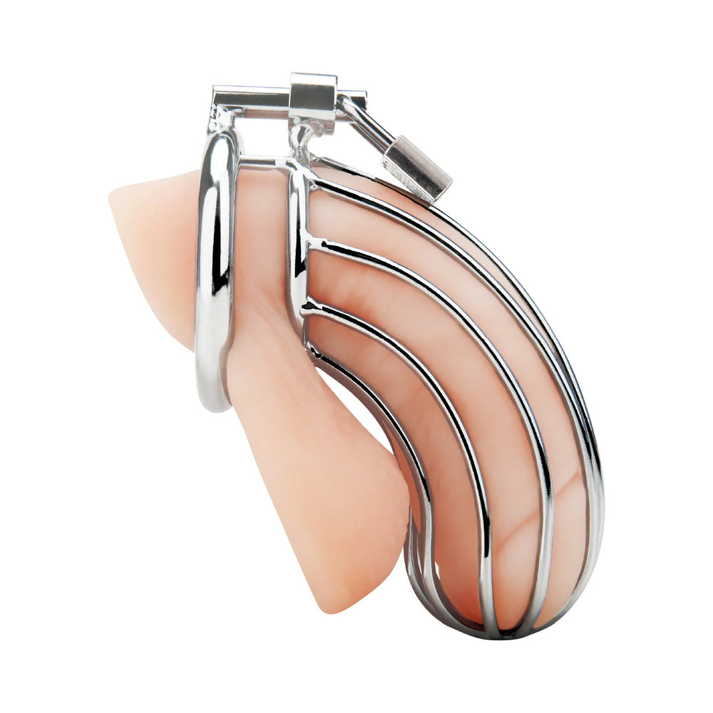 Blue Line Prisoner Cock Cage - Silver