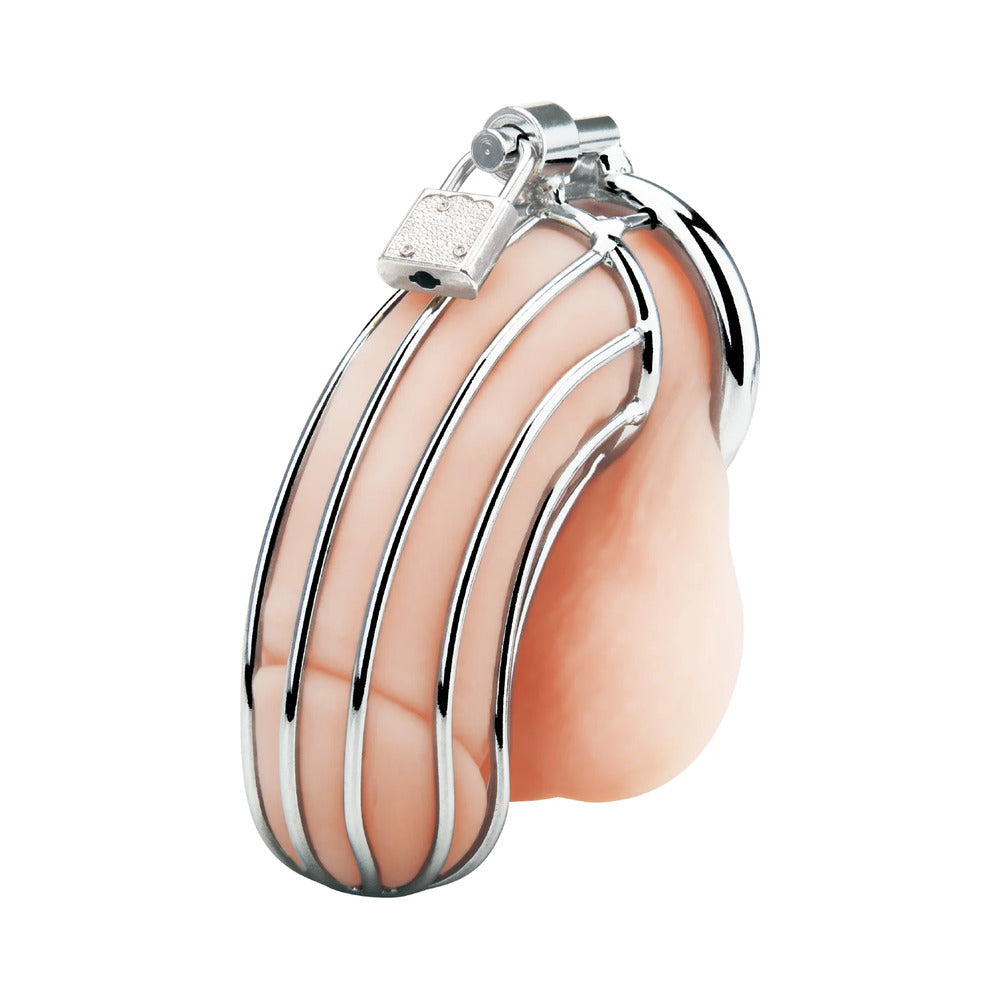 Blue Line Prisoner Cock Cage - Silver