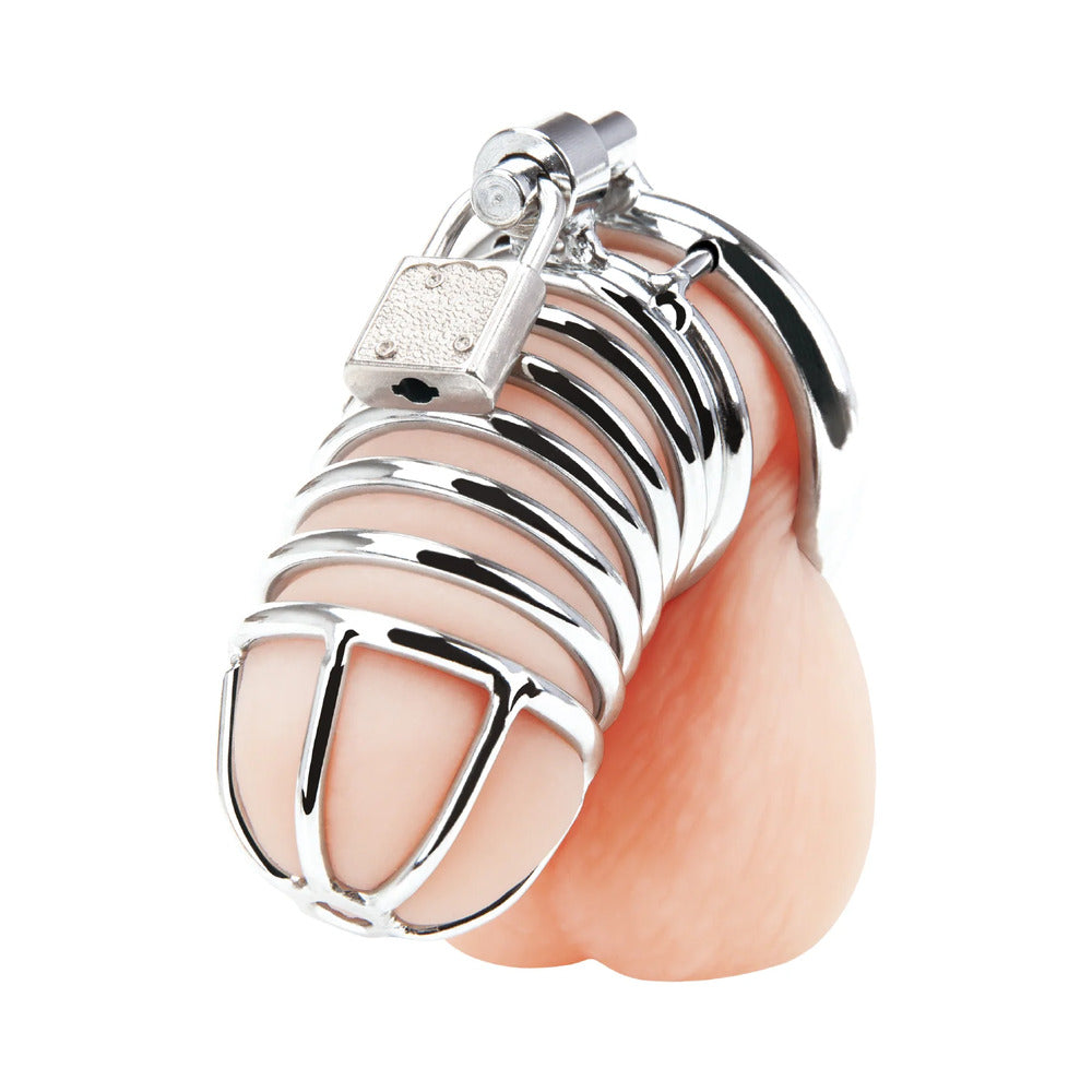 Blue Line Deluxe Chastity Cage - Silver