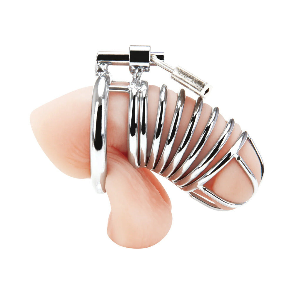 Blue Line Deluxe Chastity Cage - Silver