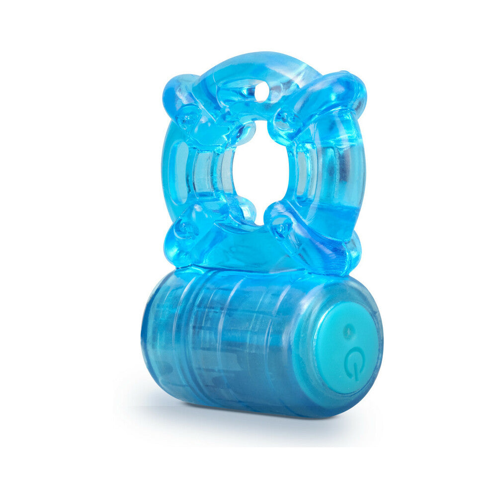 Blush Stay Hard Rechargeable 5 Function Cock Ring - Blue
