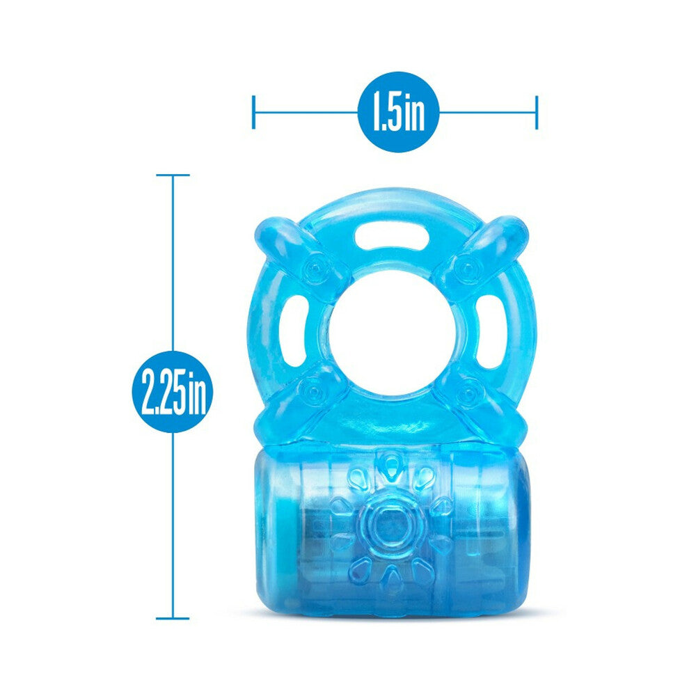 Blush Stay Hard Rechargeable 5 Function Cock Ring - Blue