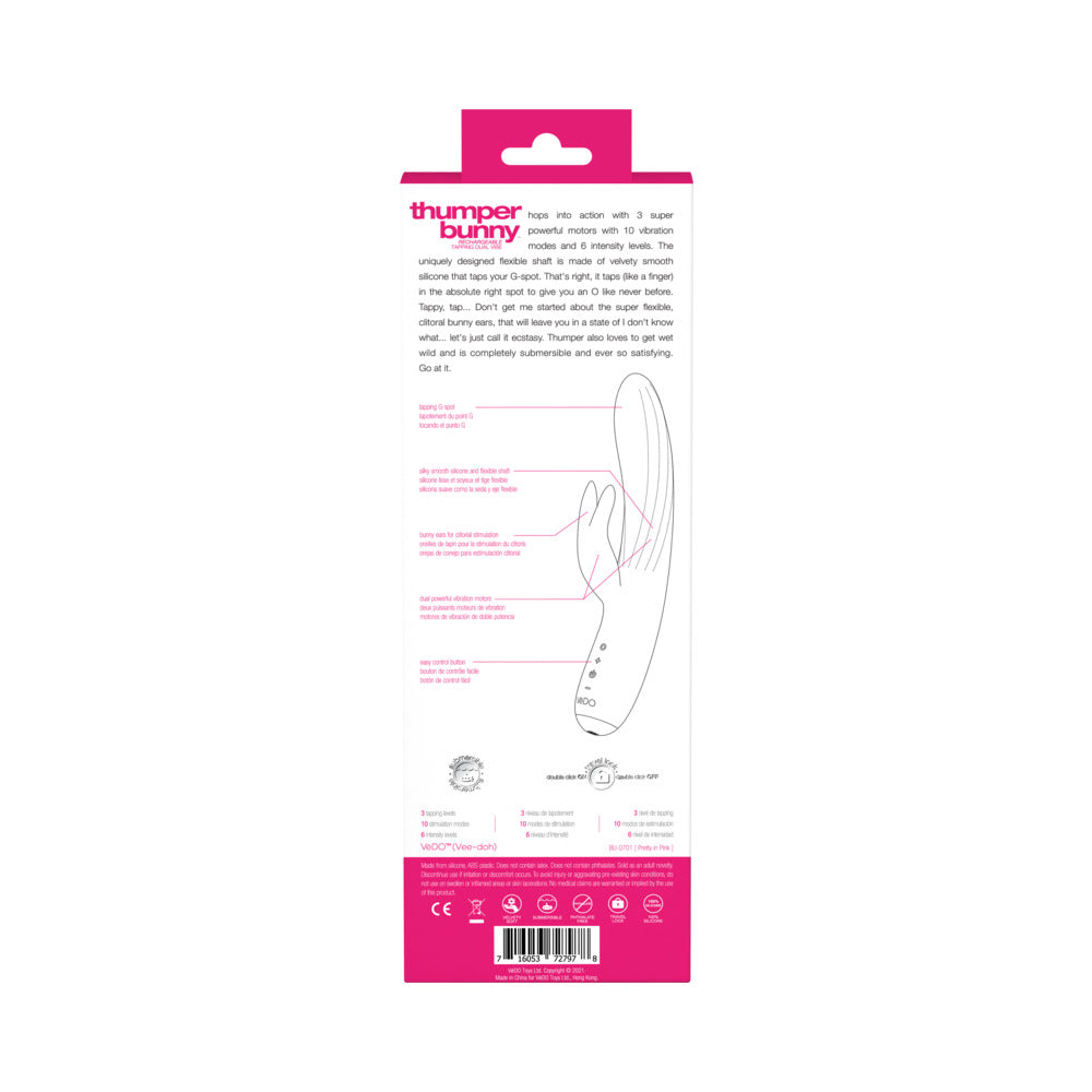 VeDO Thumper Bunny Rechargeable Dual Vibe - Pretty in Pink