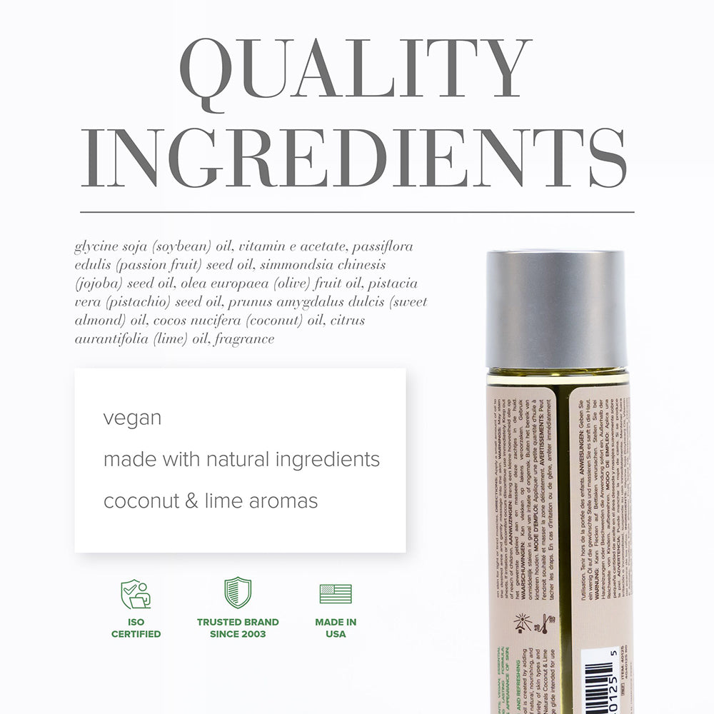 JO Naturals Massage Oil - Coconut & Lime 4 oz Bottle
