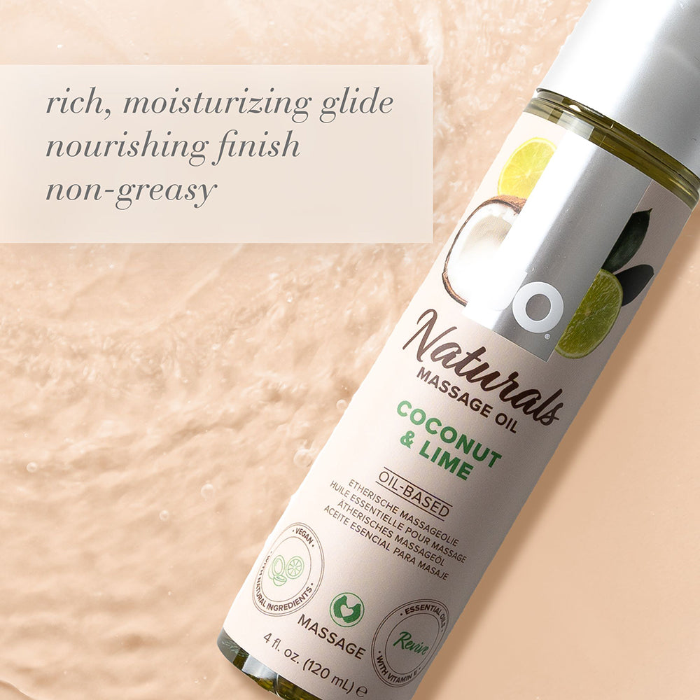 JO Naturals Massage Oil - Coconut & Lime 4 oz Bottle