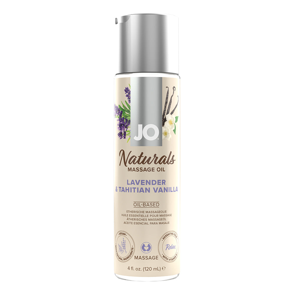 JO Naturals Massage Oil - Lavender & Vanilla 4 oz Bottle