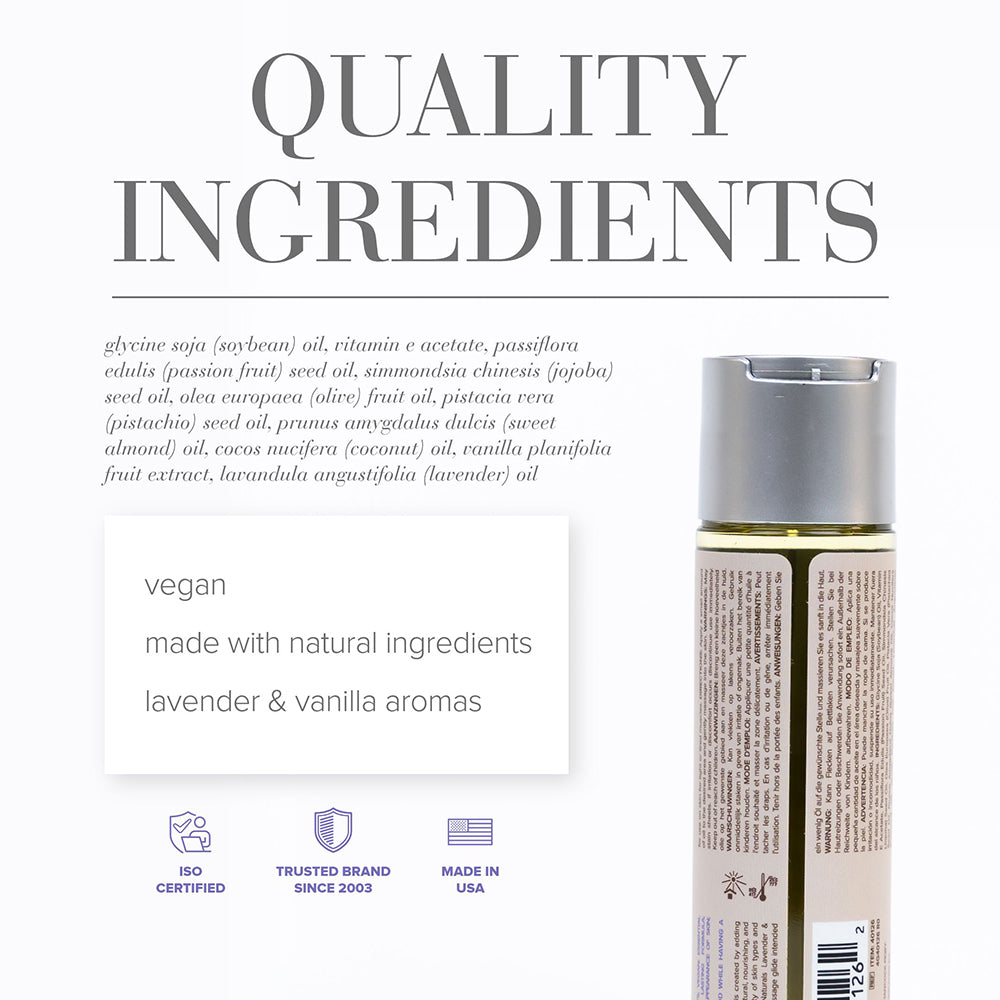 JO Naturals Massage Oil - Lavender & Vanilla 4 oz Bottle