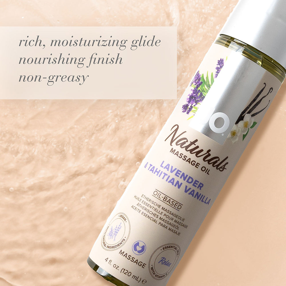 JO Naturals Massage Oil - Lavender & Vanilla 4 oz Bottle