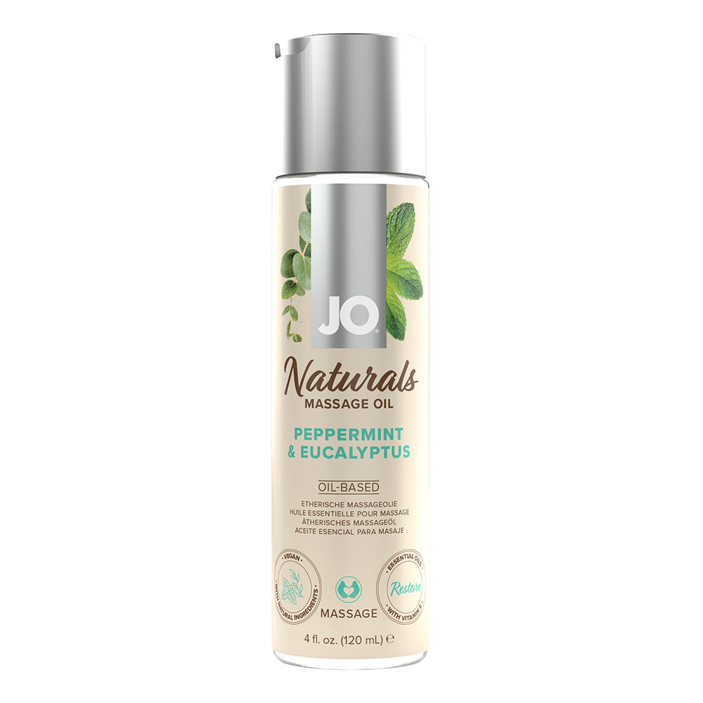 JO Naturals Massage Oil - Peppermint & Eucalyptus 4 oz Bottle