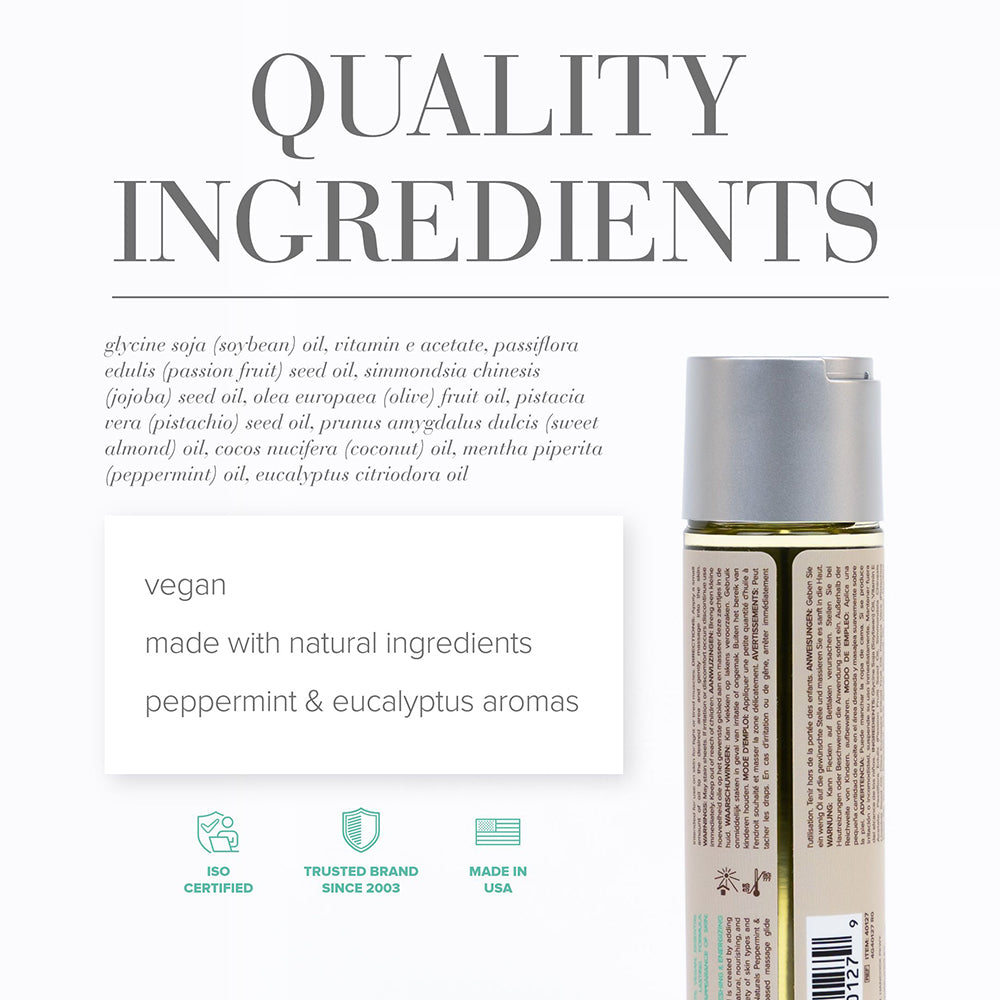 JO Naturals Massage Oil - Peppermint & Eucalyptus 4 oz Bottle