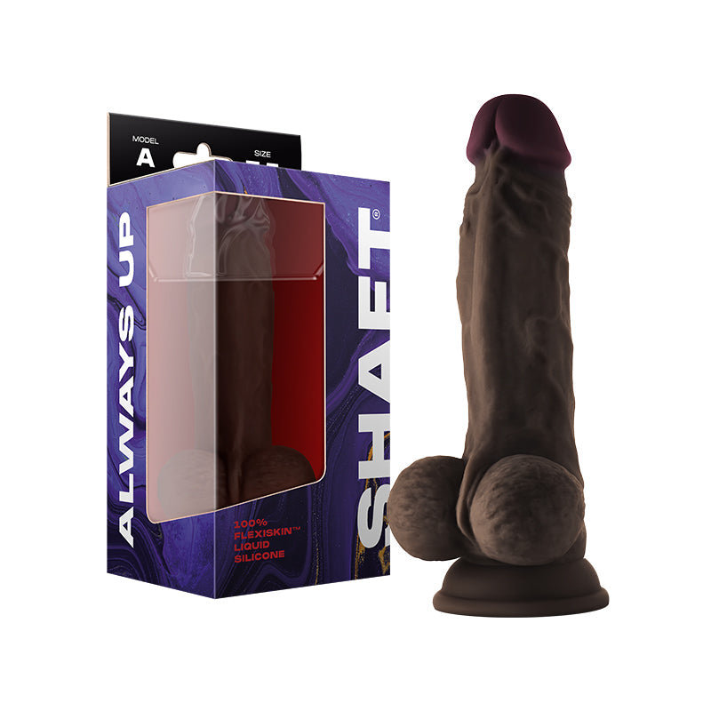 Shaft Model A Flexskin Liquid Silicone 7.5" Dong w/Balls - Mahogany