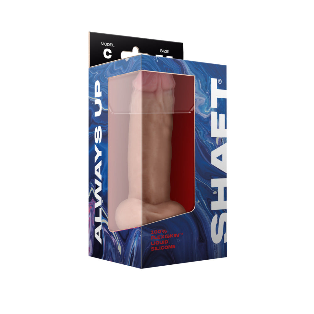 Shaft Model C Flexskin Liquid Silicone 7.5" Curved Dong w/Balls - Pine