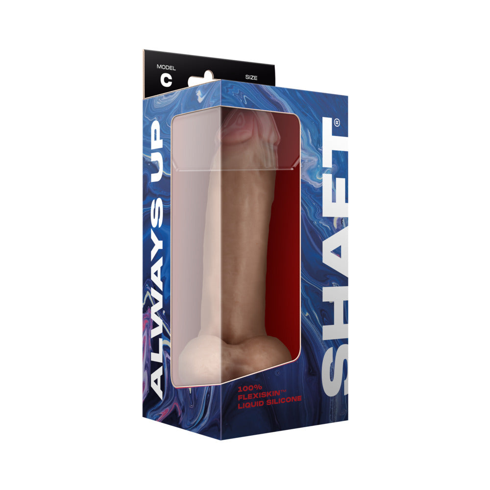 Shaft Model C Flexskin Liquid Silicone 9.5" Curved Dong w/Balls - Pine
